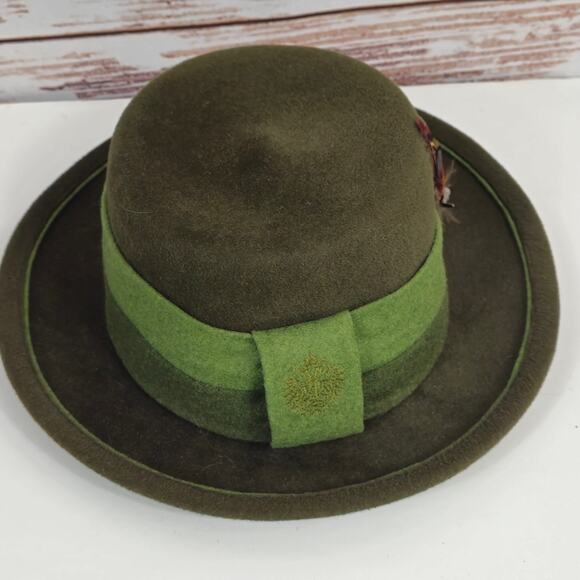 Habsburg traditional german austrian wool felt had green duck feather - Picture 4 of 13